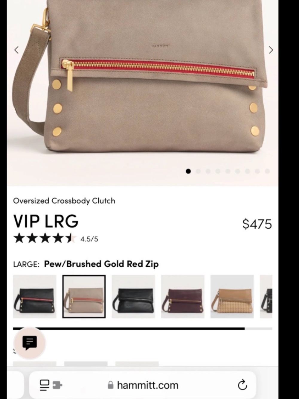 Hammitt Neutral Crossbody Bag with Red Zip Accent